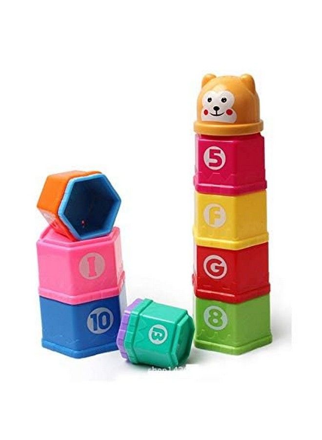 PLUSPOINT Rainbow Stacking & Nesting Cups Baby Building Set. 11 Pieces.For Indoor Outdoor Bathtub And Beach Fun Toy Gifts For Boys & Girls Multi Colors - Image 2