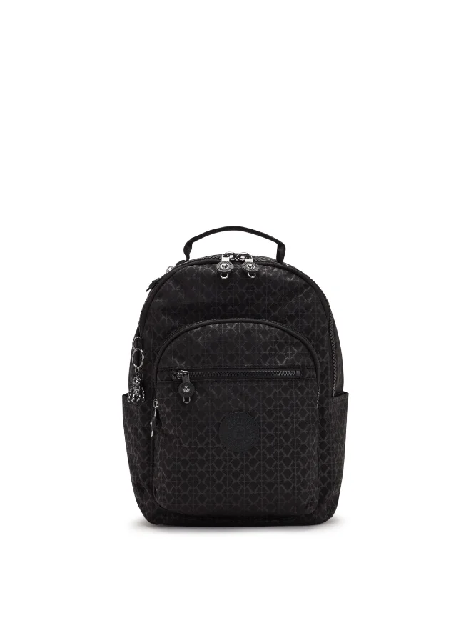 Kipling Classic Seoul Ergonomic Kids School Small Backpack with Laptop Protection, 11-inch, 11L, 0.50kg, Bottle holder - Signature Emb (Print)