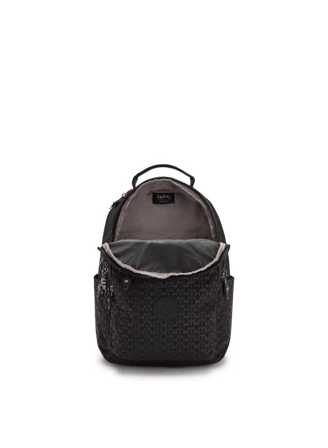 Kipling Classic Seoul Ergonomic Kids School Small Backpack with Laptop Protection, 11-inch, 11L, 0.50kg, Bottle holder - Signature Emb (Print)