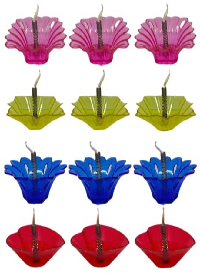 CRYSTA WORLD Plastic Transparent Floating Diya for Diwali/Festive Home Decoration, Multicolor (12) - Image 1