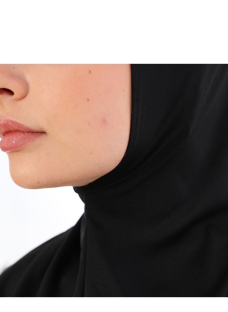 إلانيسا  - عباية نسائية سوداء بسحاب مع حجاب بنفس اللون - Image 1