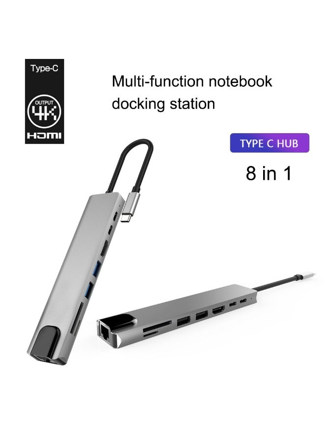 محول USB متعدد المنافذ مع إيثرنت، محطة إرساء شاملة للحاسوب المحمول، موزع 8 في 1  - Image 2