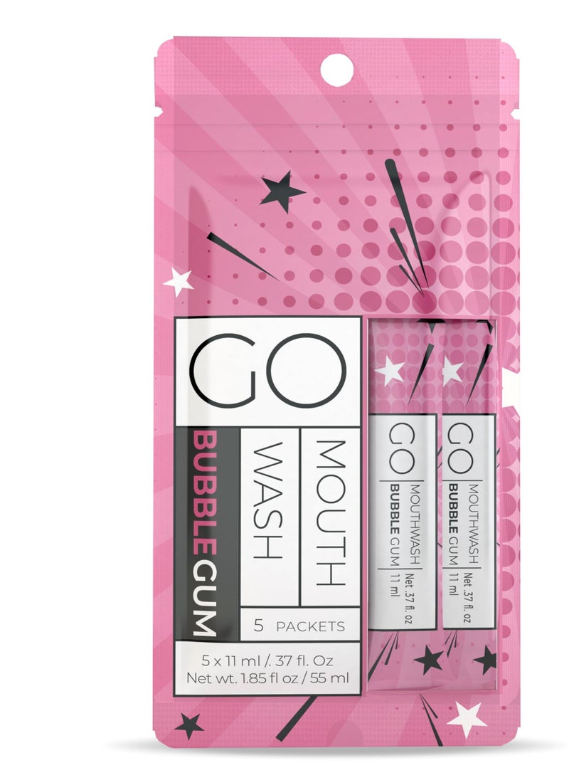 GO Bubblegum-Flavored Mouthwash, Fluoride-Free, Alcohol-Free, Dye-Free, with Xylitol – Ideal for Adults and Kids, Perfect for Lunchboxes & Travel.  - Image 1