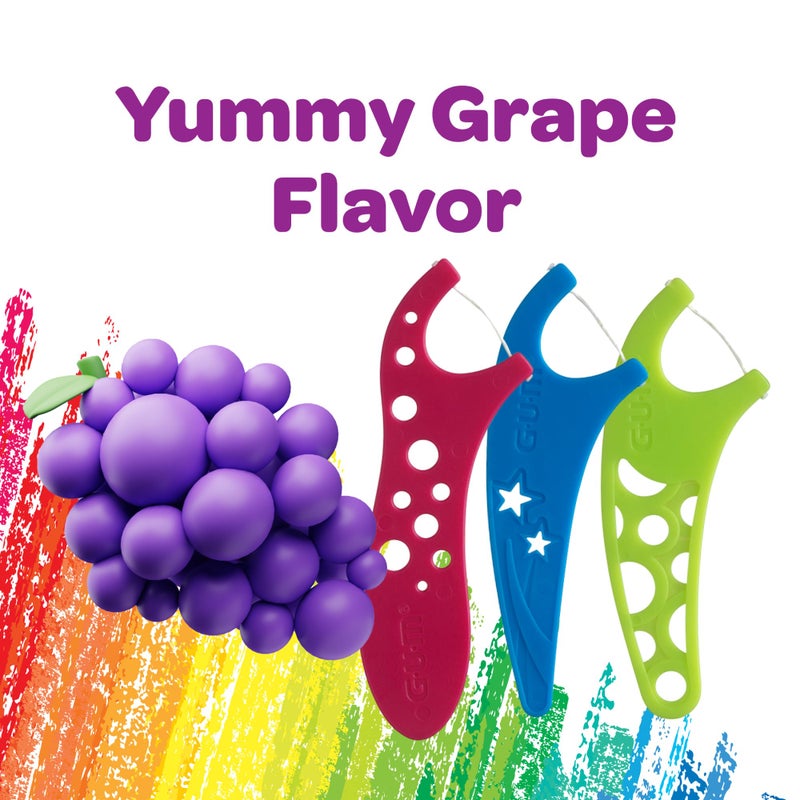 GUM Crayola Kids Flossers with Fluoride - Designed for Little Hands - Fun Grape Flavor - Easy to Use Kids Floss Picks for Children Ages 3+, 75 ct - Image 5
