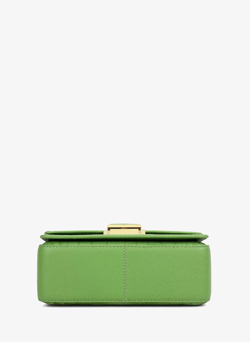 Da Milano Small Croco Leather Satchel - Kiwi - Image 5