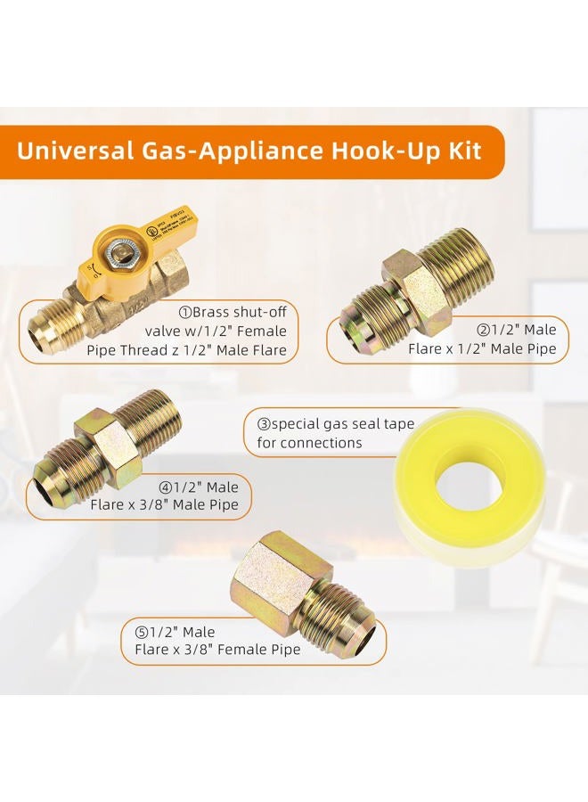 Ximoon One Stop Universal Gas Appliance Hook Up Kit F271239 - Includes 22-inch Flexible Gas Line, On/Off Valve and 3 Different Couplings - Image 3
