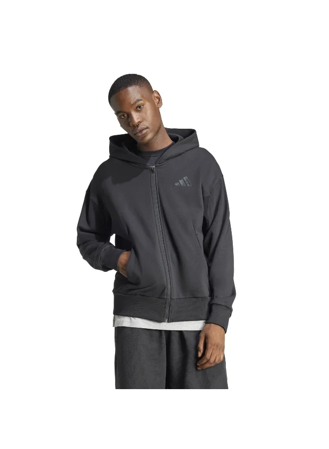 Adidas M A Szn Ft Fz Black Training Track Tops For Men XS
