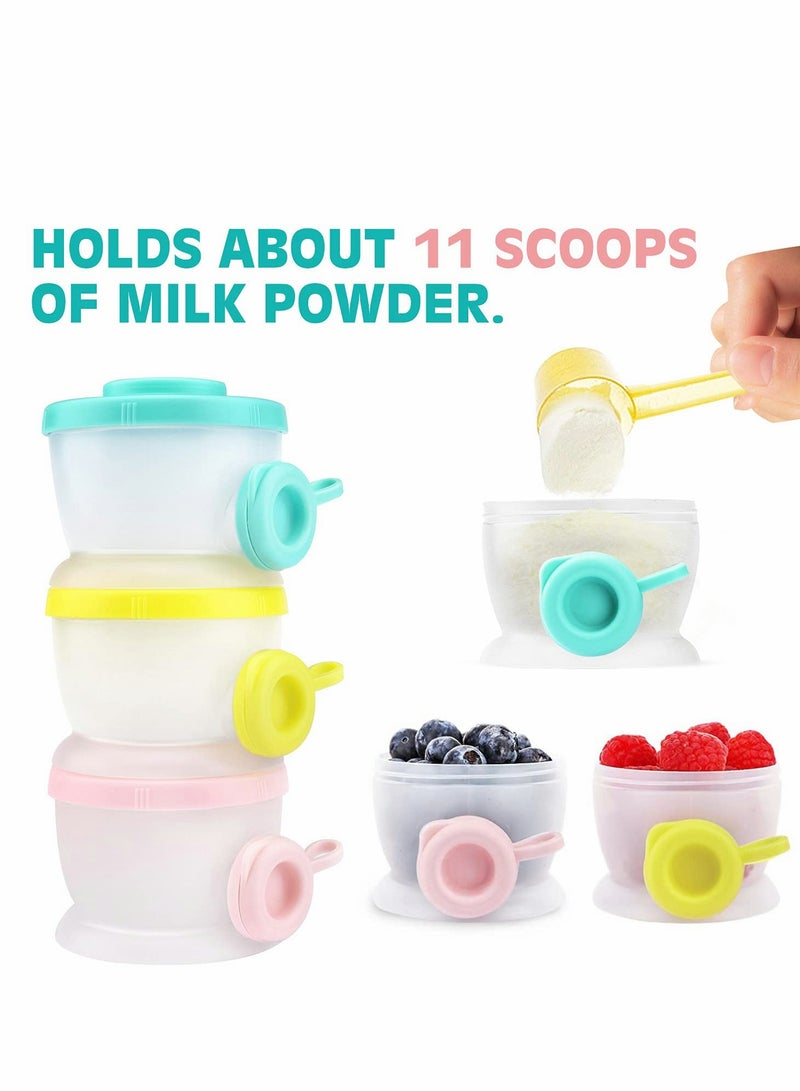 SOLARAE Baby Formula Dispenser, Stackable Milk Powder Formula Container Formula Holder Snack Fruit Biscuits Storage for Travel, On-The-Go, BPA Free, 3 Compartments - Image 4