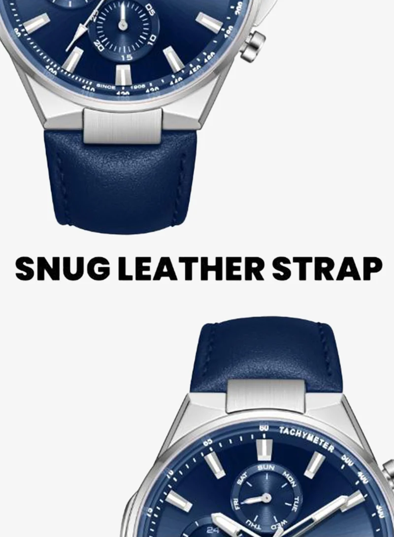 Lee Cooper Dark Blue Men's Leather MULTIFUNCTION Watch LC08223.399 - 43 mm for Men | Best Price UAE