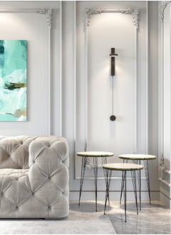 DANTA HOME A Set Of 3-Piece Side Service Tables For Serving Coffee And Tea, Suitable For The Living Room, Office And Bedroom - White/Black  - Image 3
