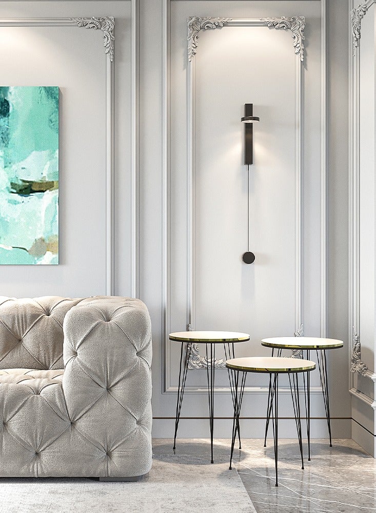 DANTA HOME A Set Of 3-Piece Side Service Tables For Serving Coffee And Tea, Suitable For The Living Room, Office And Bedroom - White/Black - Image 3