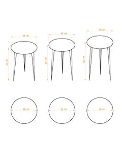 DANTA HOME A Set Of 3-Piece Side Service Tables For Serving Coffee And Tea, Suitable For The Living Room, Office And Bedroom - White/Black  - Image 5