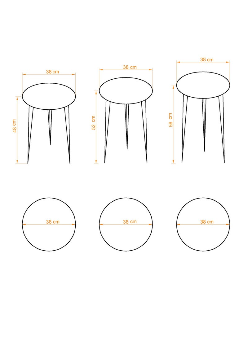 DANTA HOME A Set Of 3-Piece Side Service Tables For Serving Coffee And Tea, Suitable For The Living Room, Office And Bedroom - White/Black - Image 5