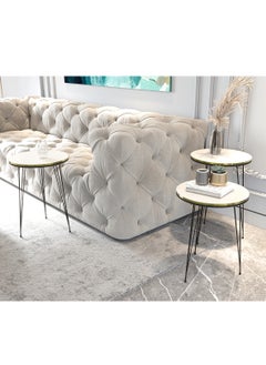 DANTA HOME A Set Of 3-Piece Side Service Tables For Serving Coffee And Tea, Suitable For The Living Room, Office And Bedroom - White/Black  - Image 4