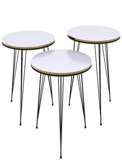 DANTA HOME A Set Of 3-Piece Side Service Tables For Serving Coffee And Tea, Suitable For The Living Room, Office And Bedroom - White/Black  - Image 1