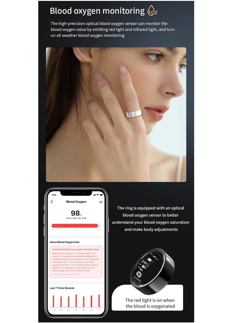 Furtey Smart Ring Health Tracker for Women & Men Continuously Records Sleep Quality Heart Rate Temperature Blood Oxygen and Pedometer  - Image 3
