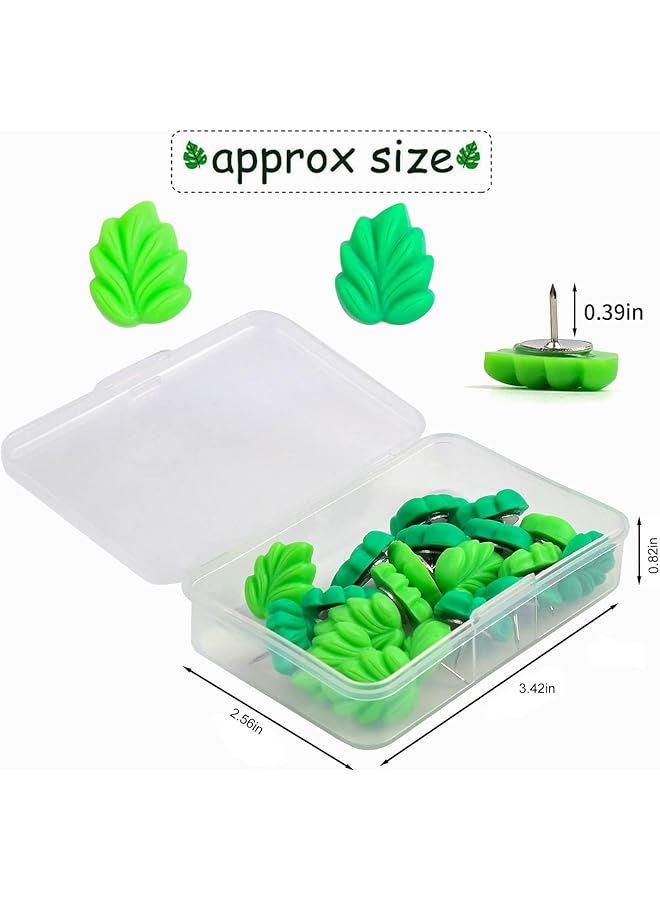 erorex Green Leaf Push Pins Decorative Push Pins Green Leaves Flat Thumbtacks Creative Thumbtacks For Whiteboard Corkboard Photo Wall Map Bulletin Board Office Or Home Decoration Set Of 20 - Image 2