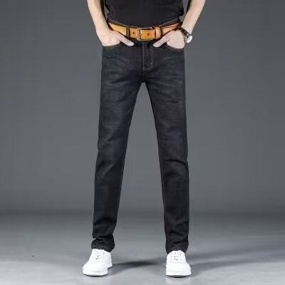 Mens jeans summer thin straight loose fashion all-match youth fashion brand casual slim wear-resistant pants fashion Blue regular  - Image 2