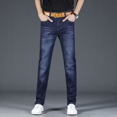 Mens jeans summer thin straight loose fashion all-match youth fashion brand casual slim wear-resistant pants fashion Blue regular  - Image 1