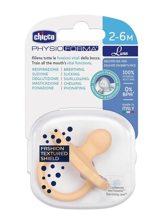 Chicco Pack Of 1 Physioforma Luxe Soft Silicone Soother, 2 - 6 M, Orange 
