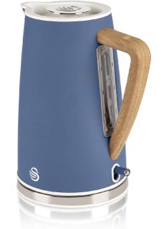 Swan BLUN Nordic Jug Kettle  Wood Effect Soft Touch 1.7L 3KW, Matte Blue SK14610W  - Image 2