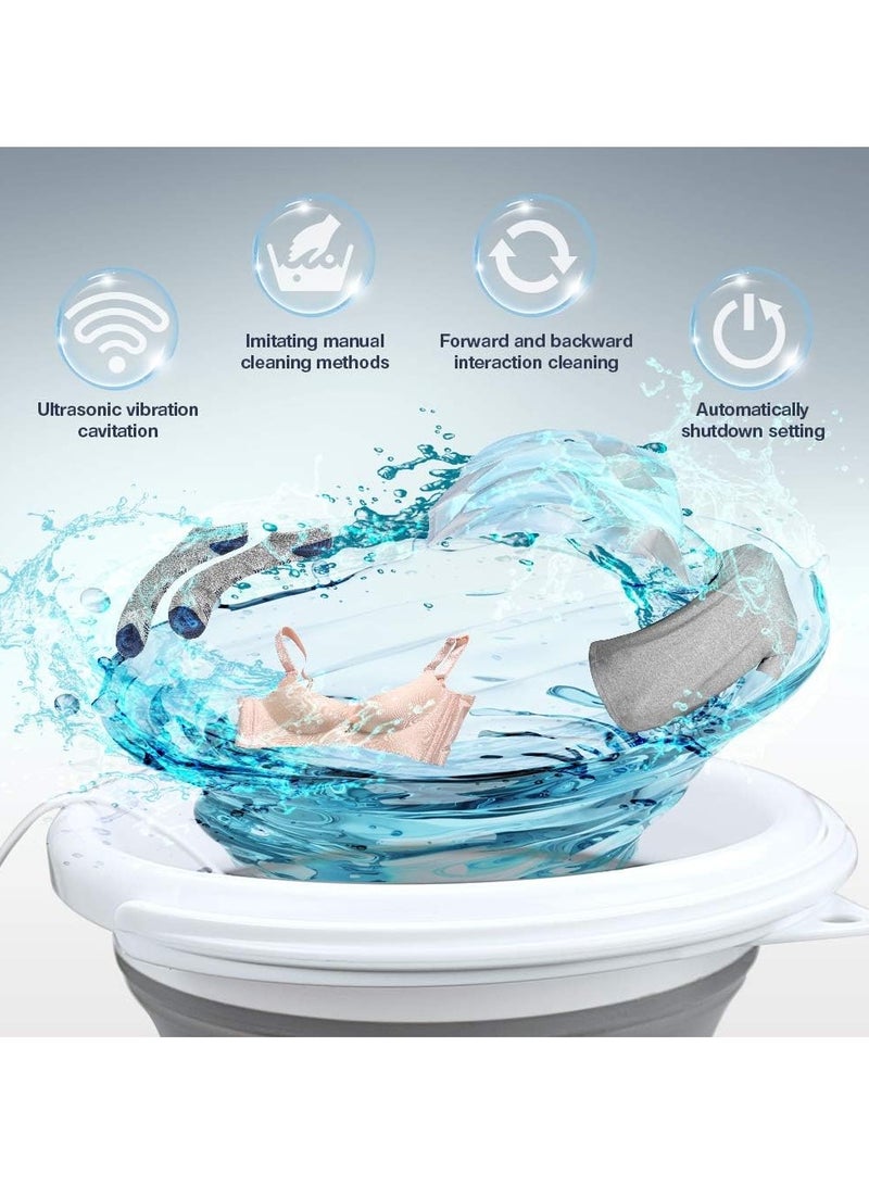 AROAQ Folding Bucket Washing Machine Portable Wave Turbine Mini Washer for Socks and Underwear Compact Design for Dormitories - Image 2