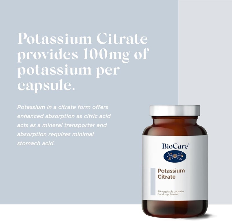 BioCare Potassium Citrate Vegetable Capsules Supports Nervous and Muscle Function and The Maintenance of Normal Blood Pressure Vegan Friendly 90 Capsules - Image 2