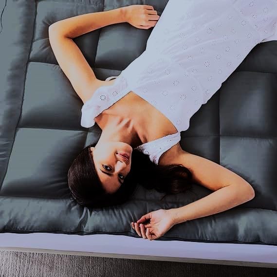 AJISH Super Soft Mattress Topper Single Bed 75X36 | Single Bed Topper Padding 2" inch | 500 GSM Microfiber Top Surface Back & Neck Pain Relief | Comfort Sleep All Night (Black, 3 X 6.25 Feet) - Image 1