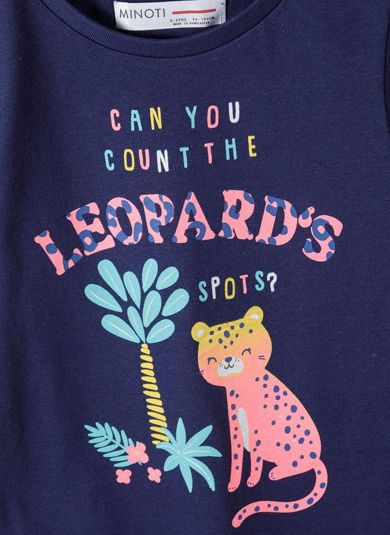 مينوتي طقم بيجامة للبنات بنصف كم وبنطال بخصر مطاطي مريح - Image 3