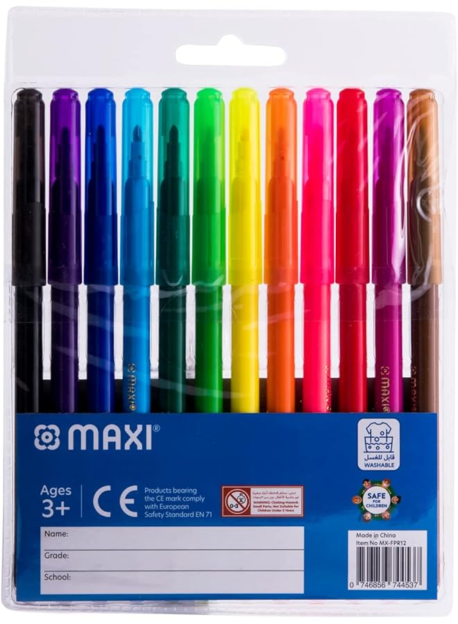 Maxi Washable Felt Tip Pens In A Wallet 12 Colours - Image 4