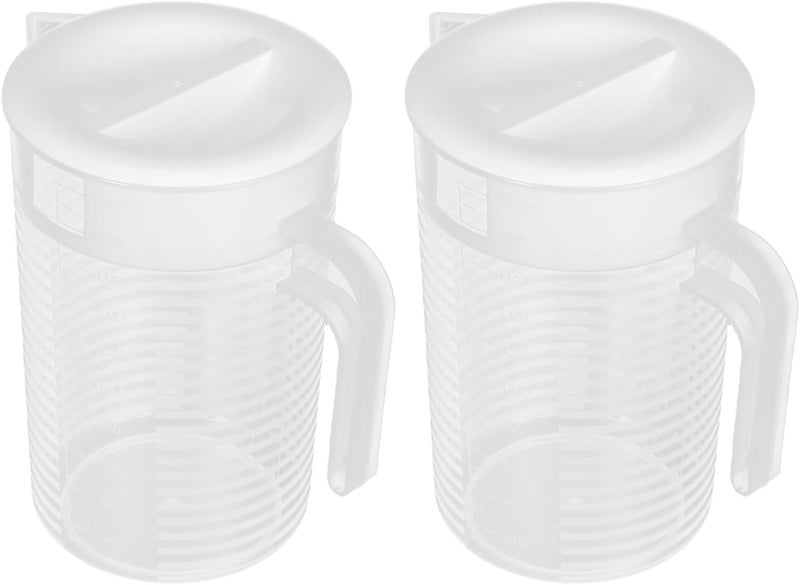 2pcs 2l Plastic Juice Pitcher with Lid, Refrigerator Water Jug and Beverage Container, Measuring Gallon Jug for Iced Tea, Lemonade, Milk, and Family Entertaining - Image 1