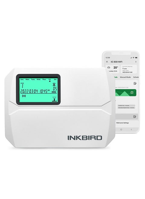 INKBIRD Smart Sprinkler Controller IIC-800-WiFi – 8-Zone Control Wi-Fi Automatic Irrigation Timer with Rain Skip, Seasonal Irrigating Adjustment, Manual Mode & App Monitor Ideal for Indoor & Outdoor Gardens