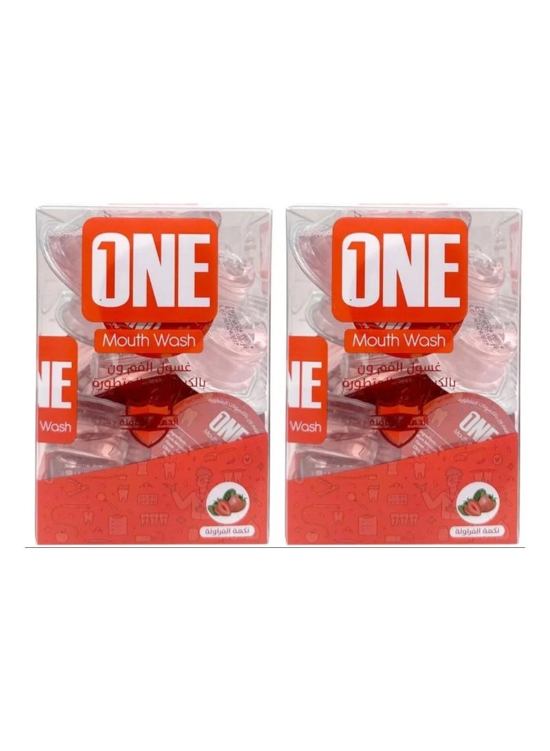 وان عرض 2 غسول فم بكبسولات متقدمة بنكهة الفراولة - 20 كبسولة سعة 15 مل