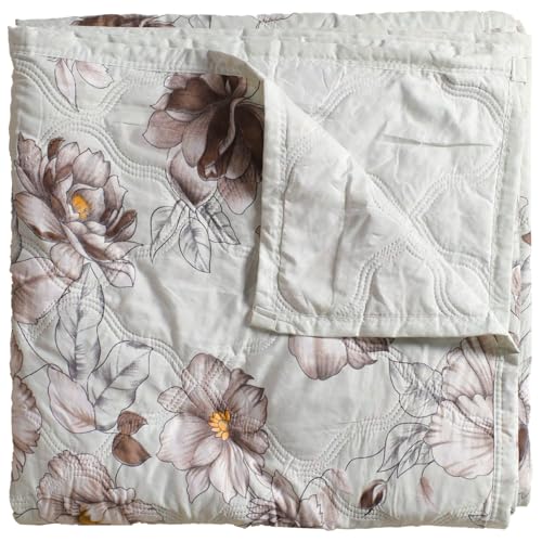 Fancy Walas Dohar Double Bed 100% Cotton Blankets for Summer | 90x100inch, 150GSM Ac Comforter and Cooling Blankets for Summer | Grey & Brwon | Classic Printed Design | Quilt | Ideal for Gifting - Image 1