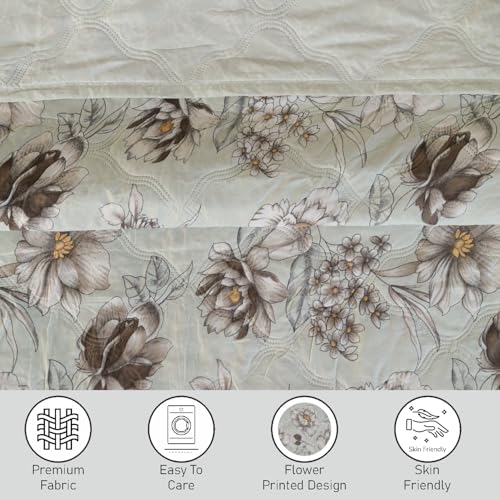 Fancy Walas Dohar Double Bed 100% Cotton Blankets for Summer | 90x100inch, 150GSM Ac Comforter and Cooling Blankets for Summer | Grey & Brwon | Classic Printed Design | Quilt | Ideal for Gifting - Image 2