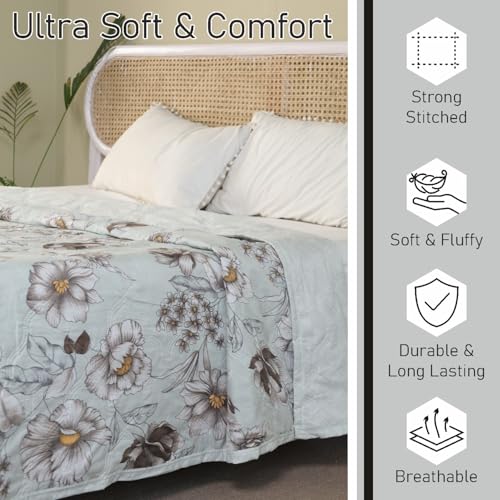 Fancy Walas Dohar Double Bed 100% Cotton Blankets for Summer | 90x100inch, 150GSM Ac Comforter and Cooling Blankets for Summer | Grey & Brwon | Classic Printed Design | Quilt | Ideal for Gifting - Image 4