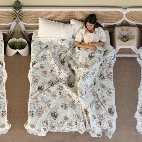 Fancy Walas Dohar Double Bed 100% Cotton Blankets for Summer | 90x100inch, 150GSM Ac Comforter and Cooling Blankets for Summer | Grey & Brwon | Classic Printed Design | Quilt | Ideal for Gifting - Image 5