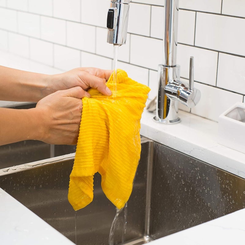 Now Designs Kitchen Dishcloths Ripple, Set of 4, Lemon Yellow, 4 Count - Image 4