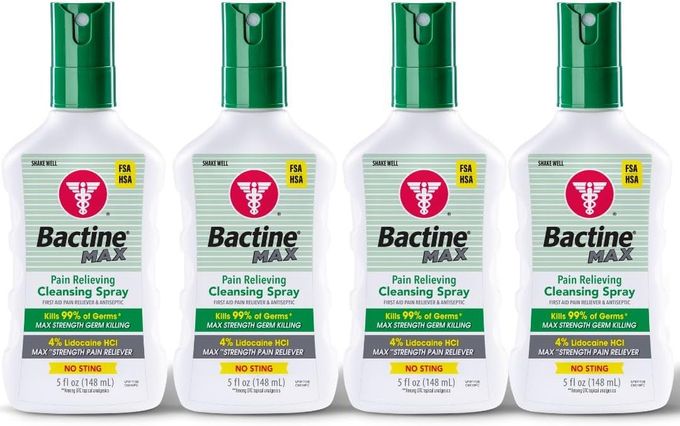 Bactine MAX First Aid Spray Pain Relief Cleansing Spray with 4 Lidocaine Numbing Lidocaine Kills 99 of Germs Pain Itch Relief for Minor Cuts Scrapes Burns Bug Bites 5oz 4 Pack - Image 1