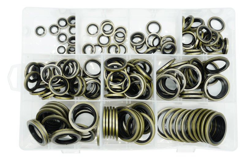 Dsnaduo 170Pcs,10 Sizes Self-Centered Bonded Seal Oil Washers Gasket Assortment Kit with Box (M6 M8 M10 M12 M14 M16 M18 M20 M22 M24), for Automotive, Bearings, Pumps, Replace 32241, 31981