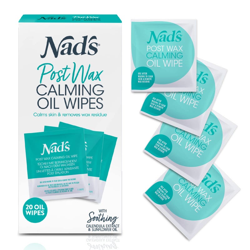 Nad's Post Wax Calming Oil Wipes Refill Pack - 20 Wipes, After Wax Remover - Image 1
