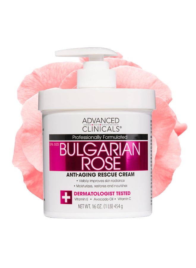 Advanced Clinicals Bulgarian Rose Lotion For Women | Rose Scented Vitamin C Body Lotion Cream | Visible Anti Aging Vitamin E Moisturizer Body Butter Improves Look Of Sagging Dry Skin & Texture, 16 Oz - Image 1