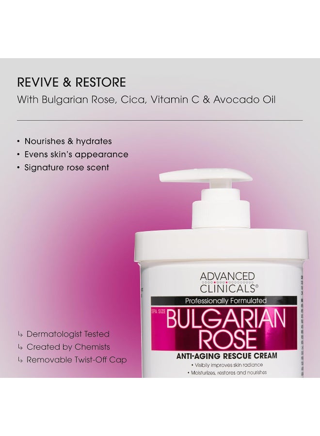 Advanced Clinicals Bulgarian Rose Lotion For Women | Rose Scented Vitamin C Body Lotion Cream | Visible Anti Aging Vitamin E Moisturizer Body Butter Improves Look Of Sagging Dry Skin & Texture, 16 Oz - Image 4
