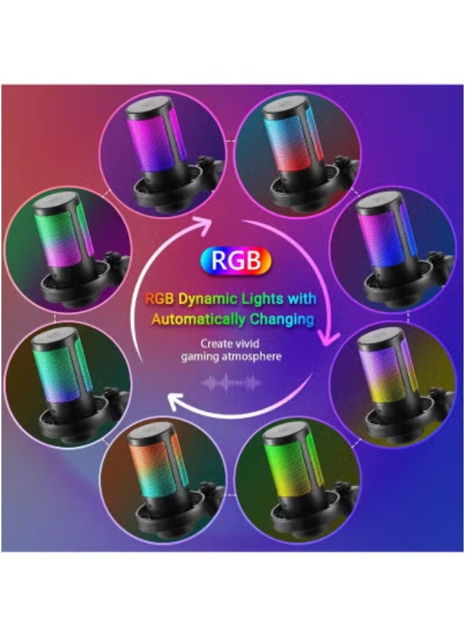 JAJEEK - USB PC Gaming Microphone with RGB Light – Premium Condenser Microphone Featuring Mute Button, Adjustable Volume Control, and 3.5mm Headphone Jack – Plug & Play Compatibility with Windows, Mac OS, and Smartphones – Perfect for Streaming, Podcasting, Online Gaming, and Content Creation - Image 1