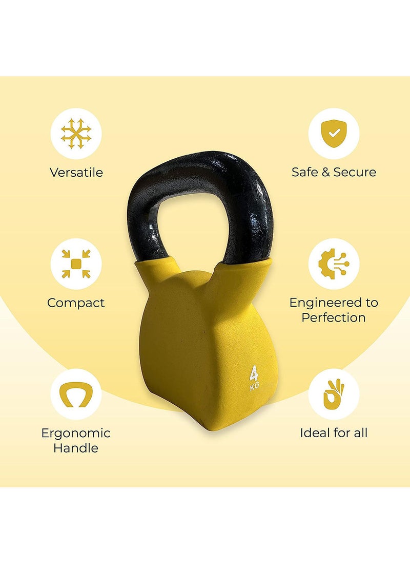 anythingbasic. Kettlebell of 4Kg (8.8LB) Includes 1 * 4Kg (8.8LB) | Material : Iron with Rubber Coat | Exercise, Fitness and Strength Training Weights at Home/Gym | Unisex  - Image 2