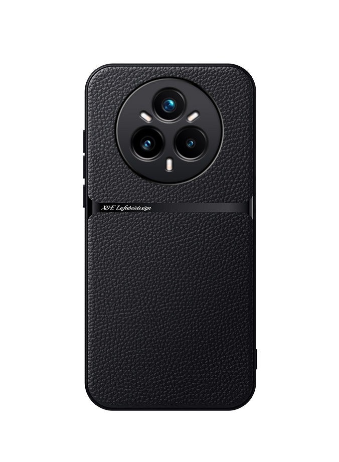 Phone Case Cover Leather TPU Back Case Cover shock resistant Compatible with Realme 14 Pro ( Black ) - Image 1