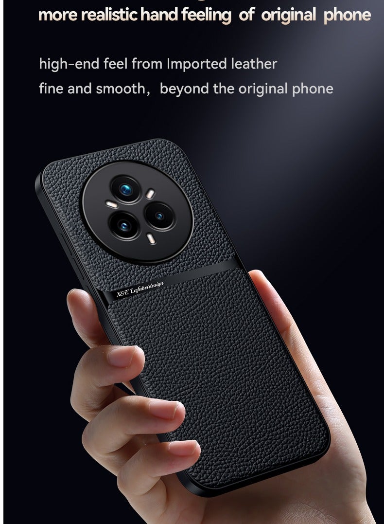 Phone Case Cover Leather TPU Back Case Cover shock resistant Compatible with Realme 14 Pro ( Black ) - Image 2