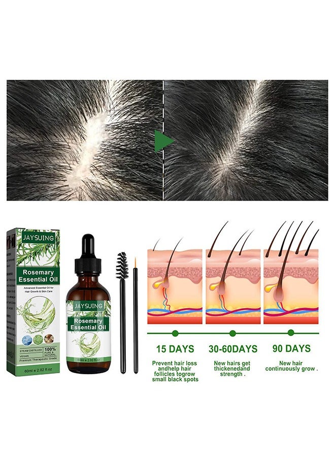 Jaysuing Rosemary Essential Oil- for Hair Growth Serum, Pure Organic Rosemary Oil for Dry Damaged Hair and Growth, Hair Loss Scalp Treatment, Skin Care(60ml)  - Image 4