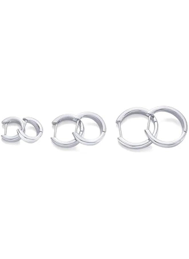 PAVOI 18K Gold Plated Sterling Silver Posts Small Hoop Earrings for Women - Trendy Geometric Plain Chunky Huggie Earscape Piercing Pack - Everyday Gold Hoop Earrings Set  - Image 3