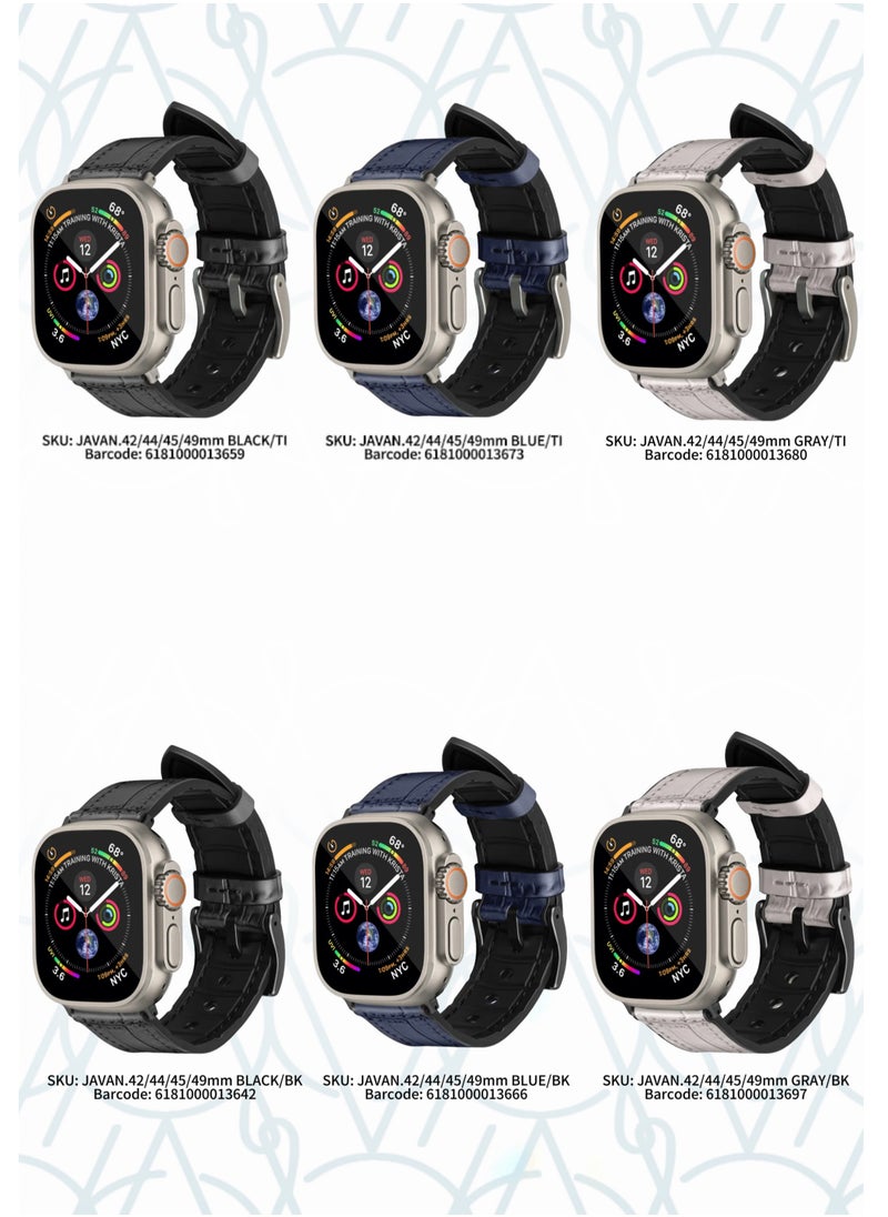 A-CASE - A-Case its My Case Javan Series Genuine Leather Band Compatible with Apple watch Series Ultra 1/2 ,7,6,5,4,3, SE Sizes 42/44/45/49MM B - White - Image 1